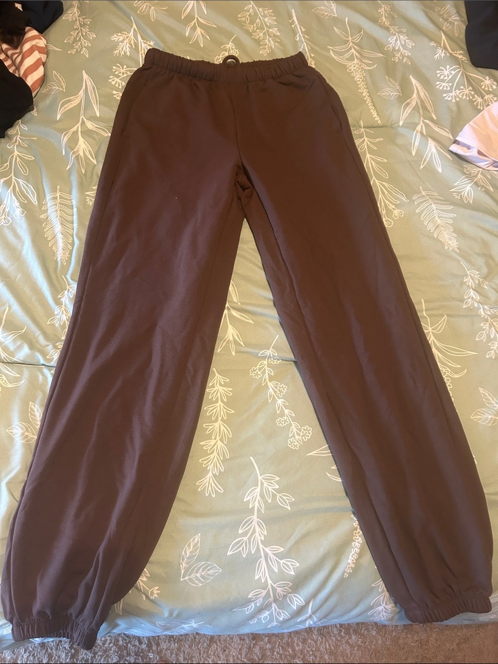 Kids Elastic Waist Brown Jogger Pants